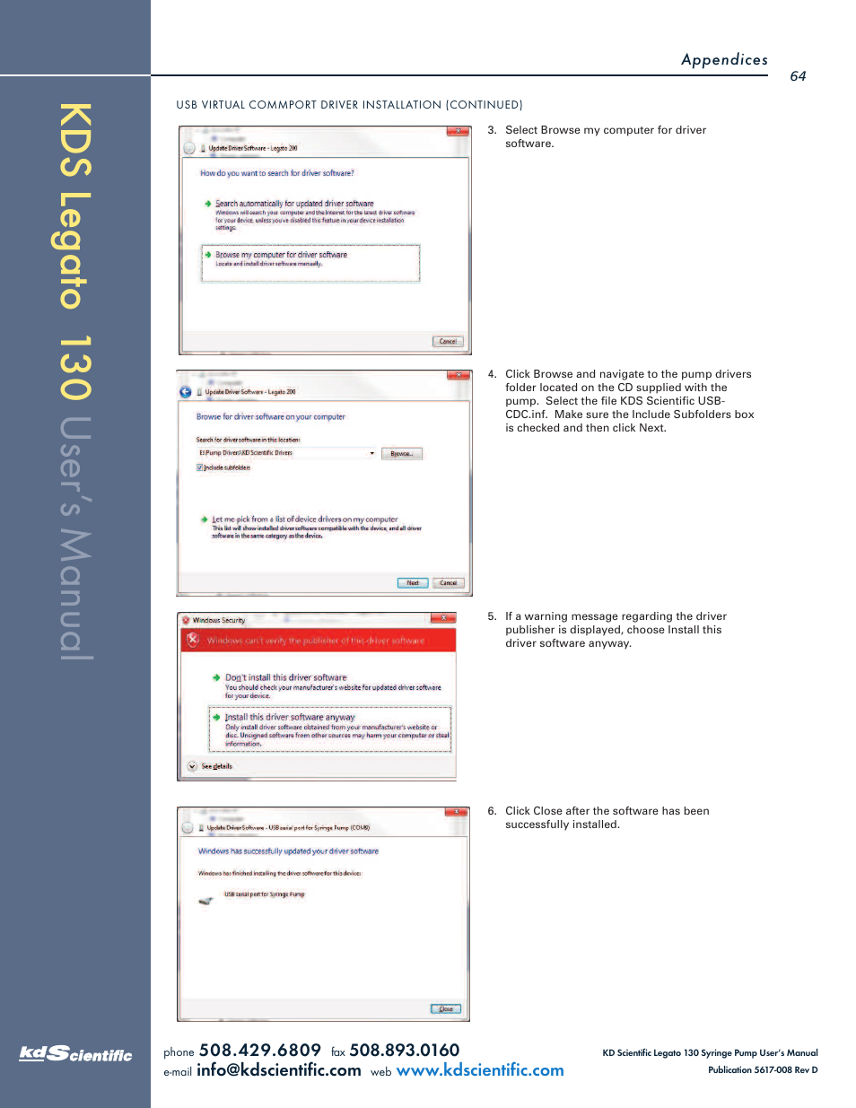 KD Scientific Legato 130 Series User Manual | Page 64 / 70