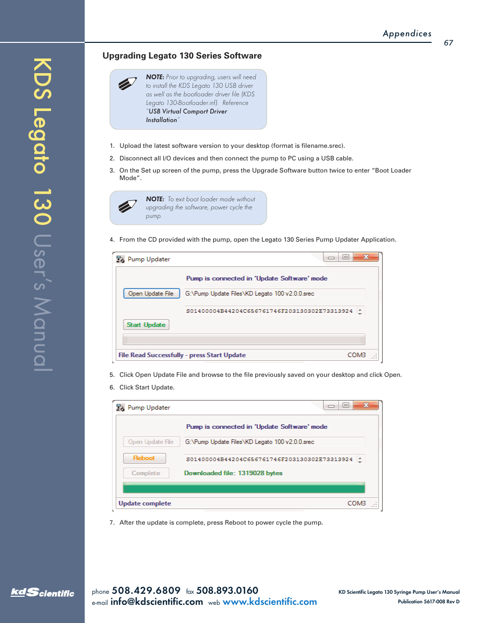 KD Scientific Legato 130 Series User Manual | Page 67 / 70