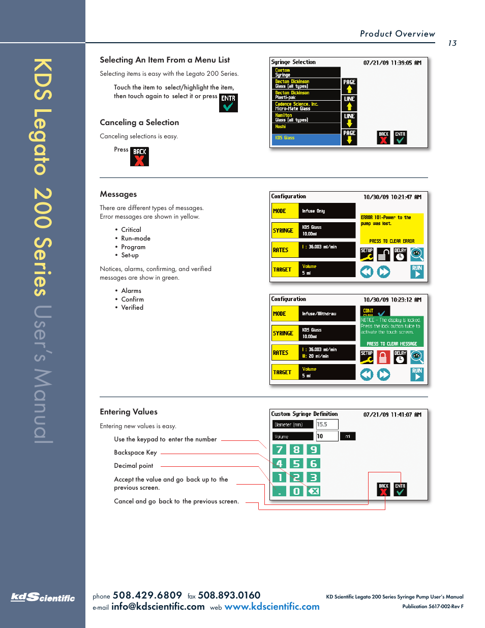 KD Scientific Legato 200 Series User Manual | Page 13 / 90