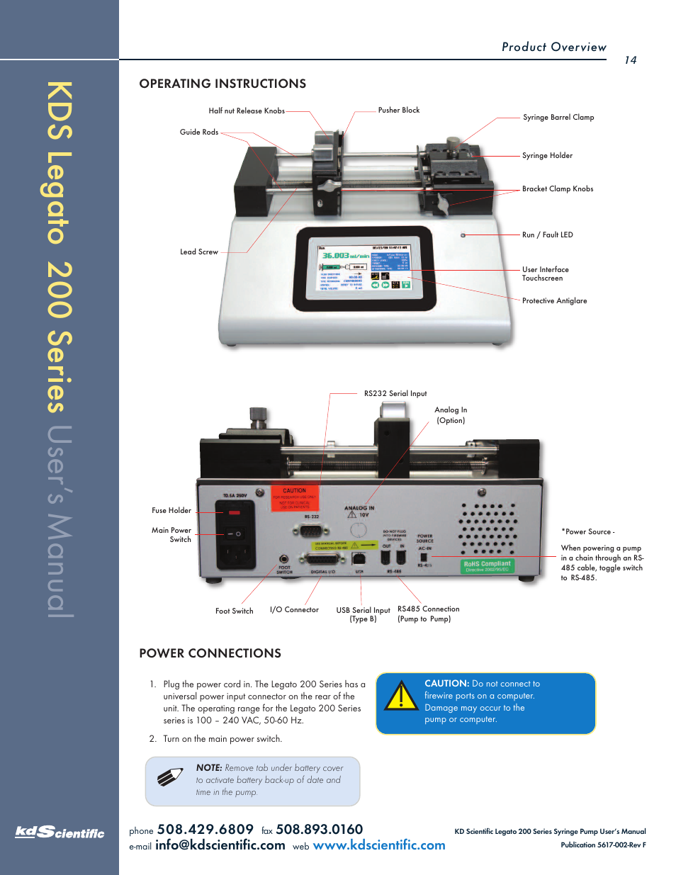 KD Scientific Legato 200 Series User Manual | Page 14 / 90