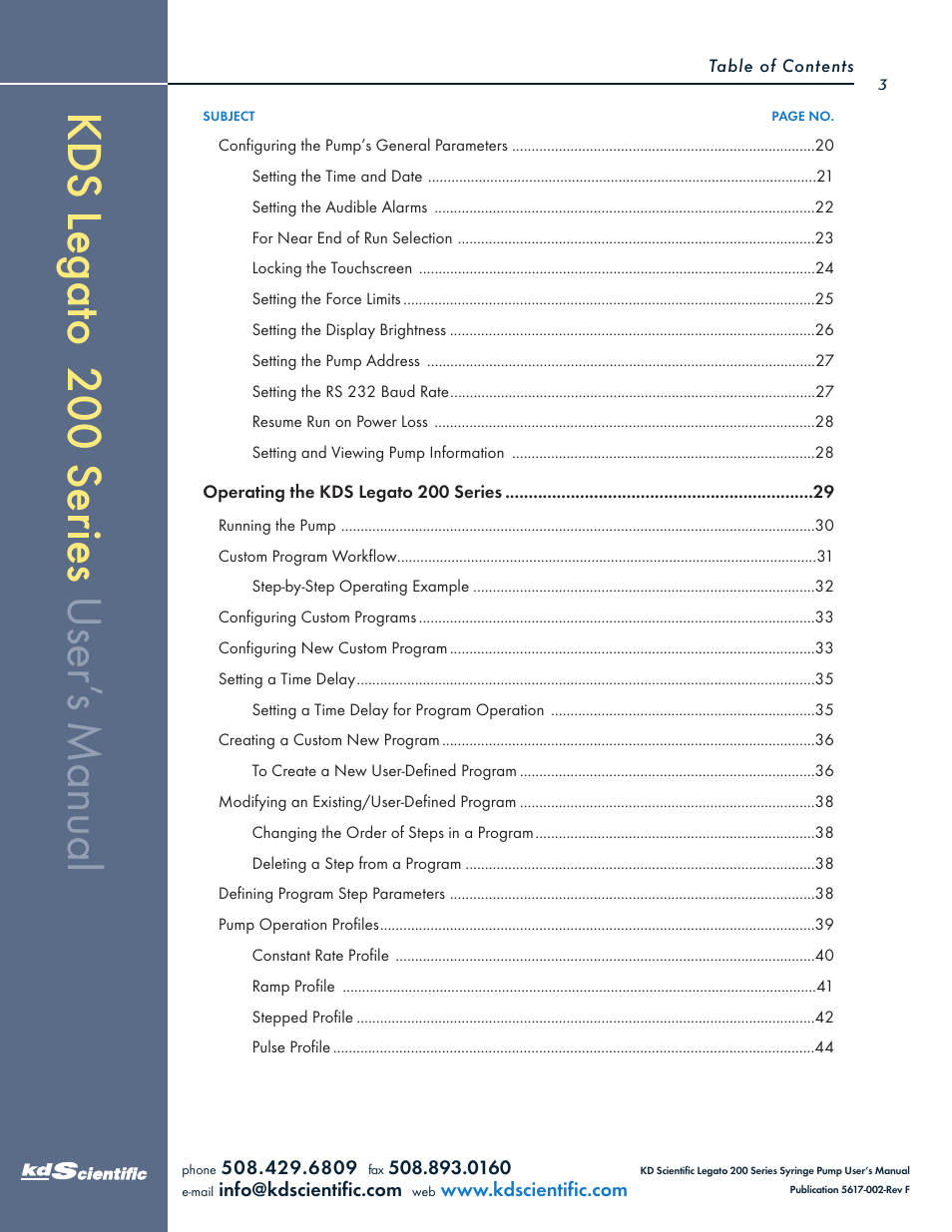 KD Scientific Legato 200 Series User Manual | Page 3 / 90