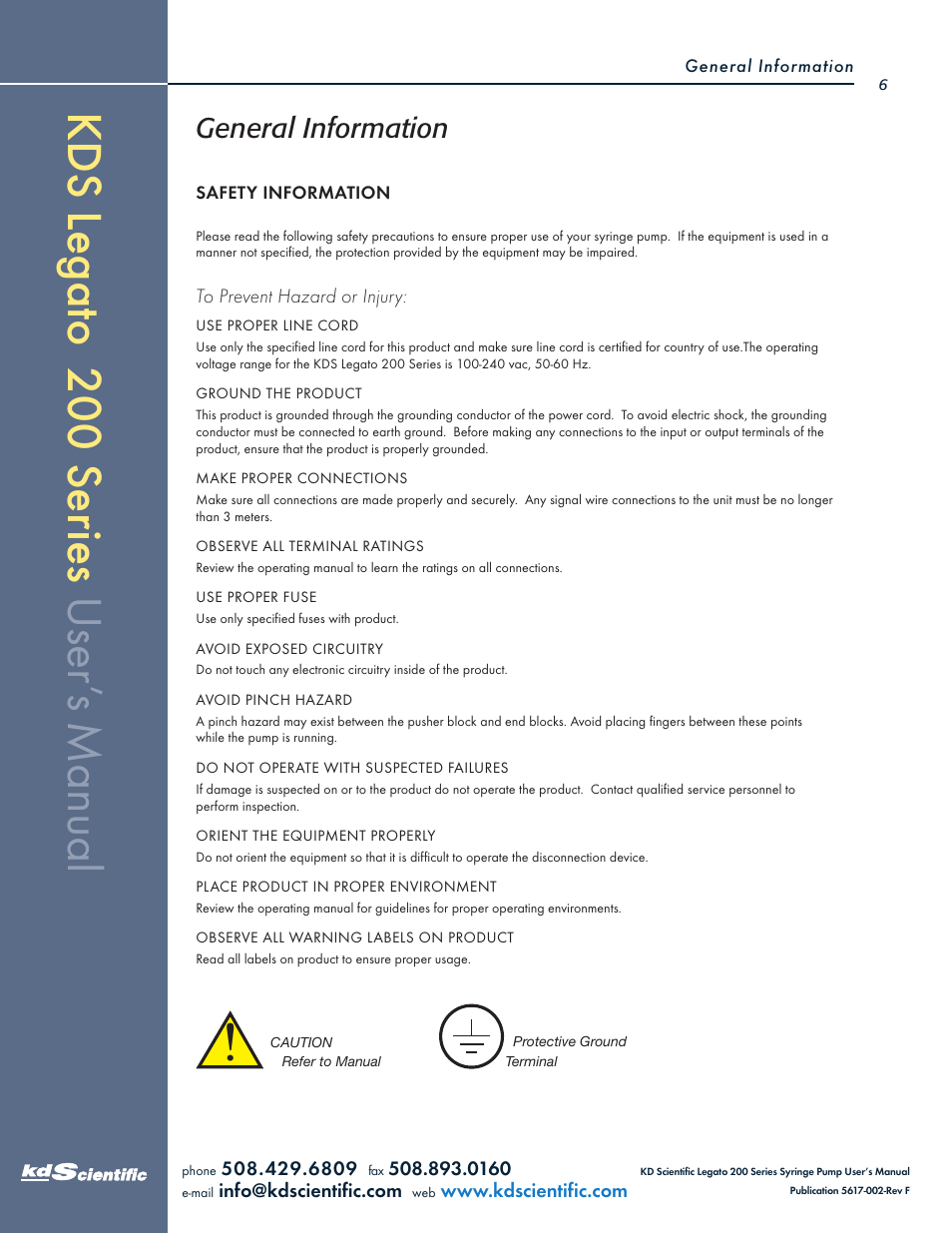 KD Scientific Legato 200 Series User Manual | Page 6 / 90