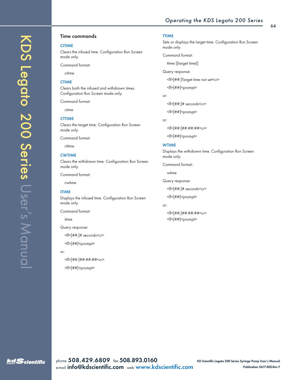 KD Scientific Legato 200 Series User Manual | Page 64 / 90