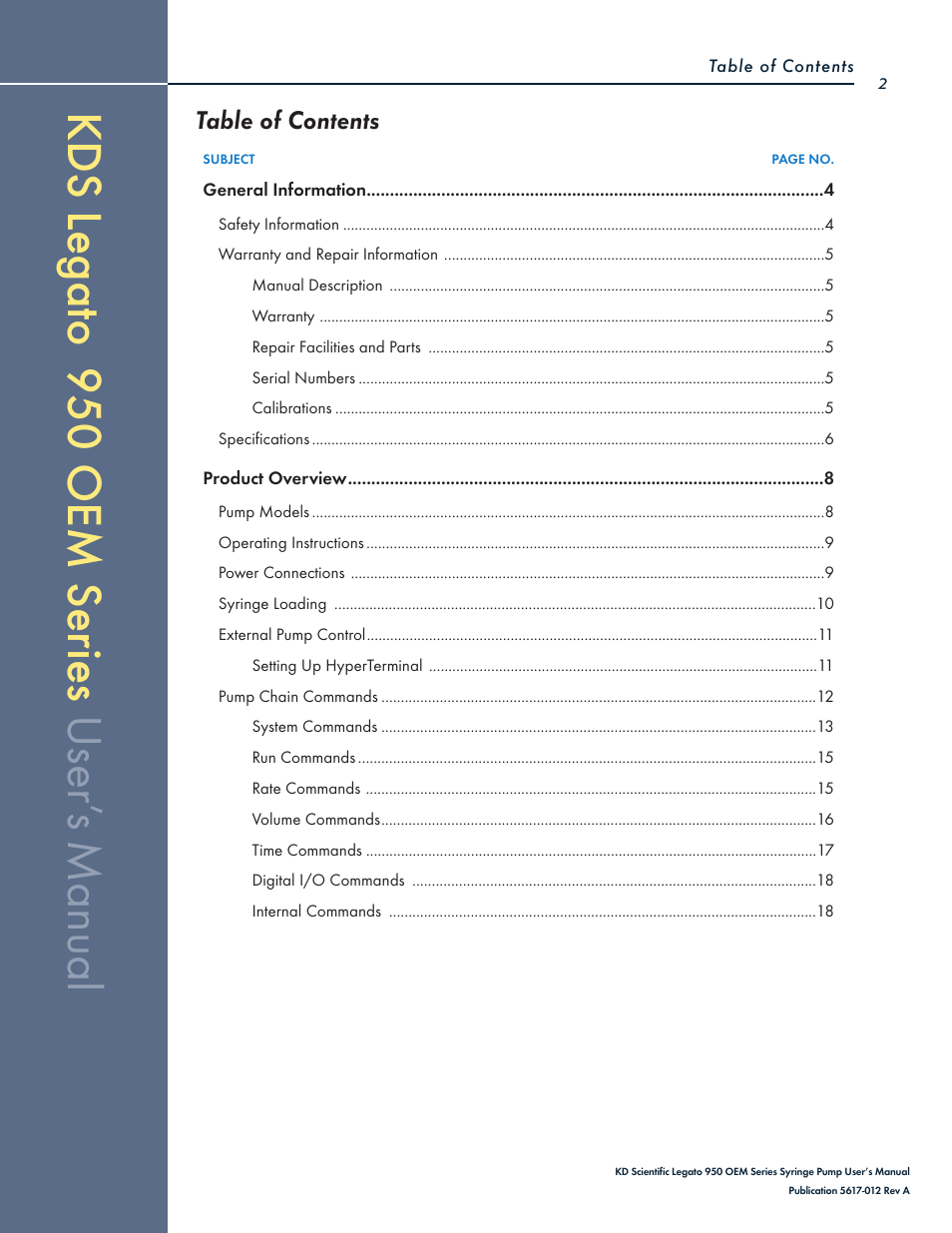 KD Scientific Legato OEM 950 User Manual | Page 2 / 30