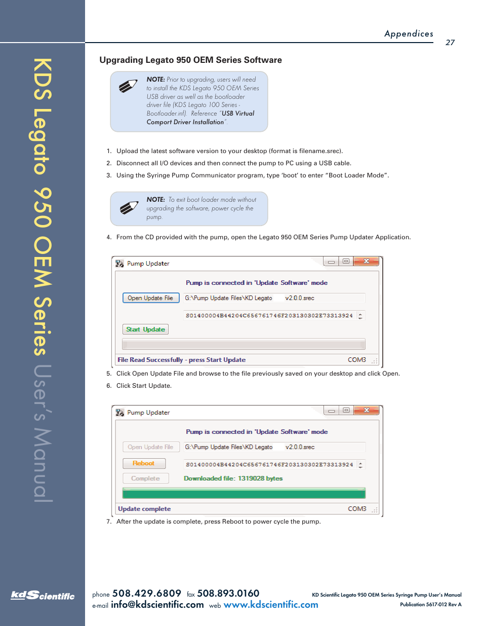 KD Scientific Legato OEM 950 User Manual | Page 27 / 30