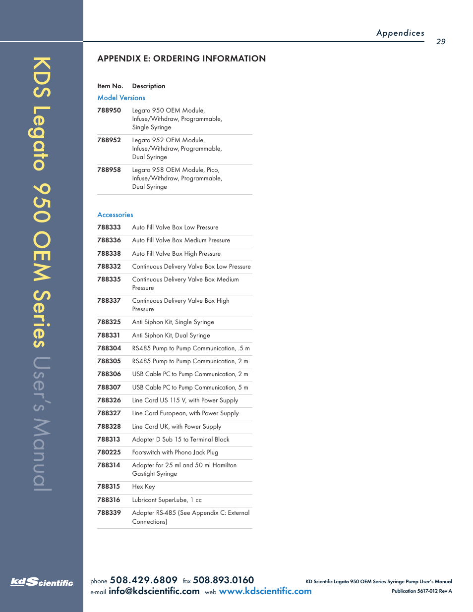 KD Scientific Legato OEM 950 User Manual | Page 29 / 30