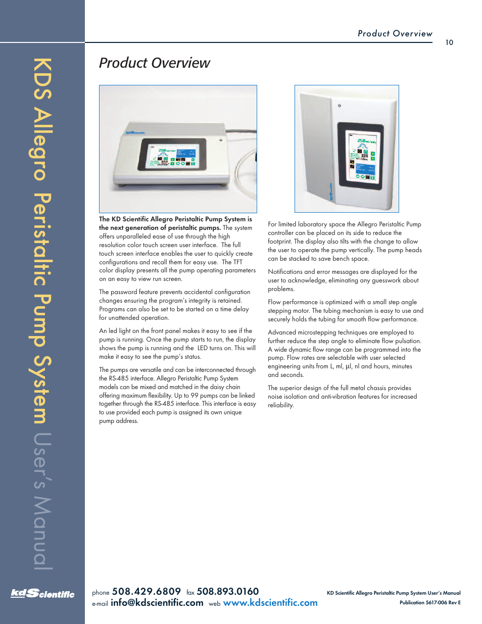 KD Scientific Allegro Peristaltic Pump Series User Manual | Page 10 / 75