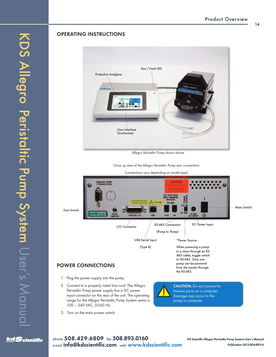 KD Scientific Allegro Peristaltic Pump Series User Manual | Page 14 / 75