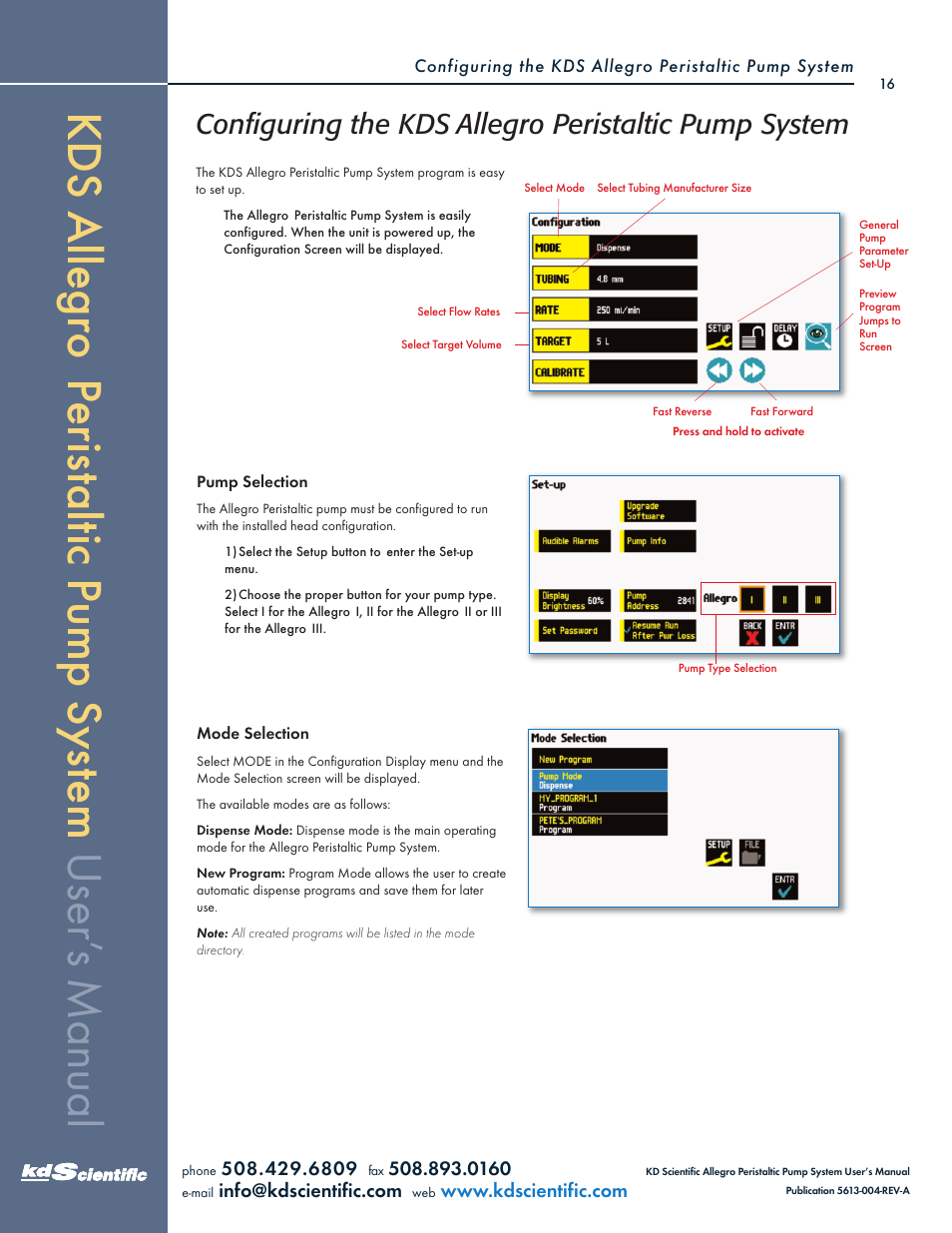 KD Scientific Allegro Peristaltic Pump Series User Manual | Page 16 / 75