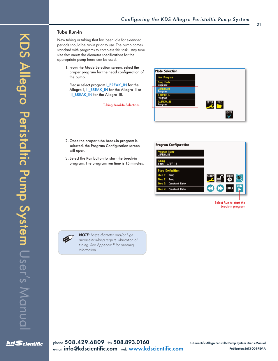 KD Scientific Allegro Peristaltic Pump Series User Manual | Page 21 / 75