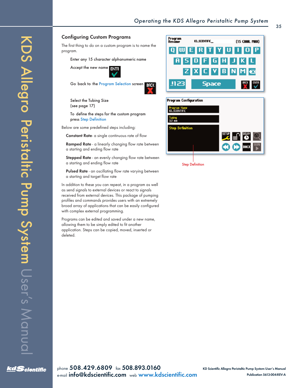 KD Scientific Allegro Peristaltic Pump Series User Manual | Page 35 / 75