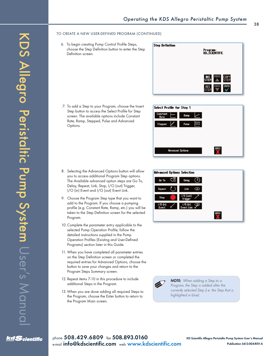 KD Scientific Allegro Peristaltic Pump Series User Manual | Page 38 / 75