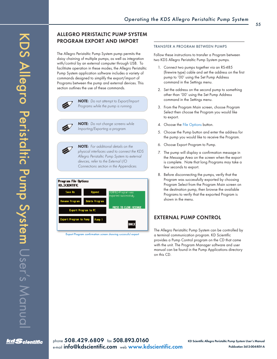KD Scientific Allegro Peristaltic Pump Series User Manual | Page 55 / 75