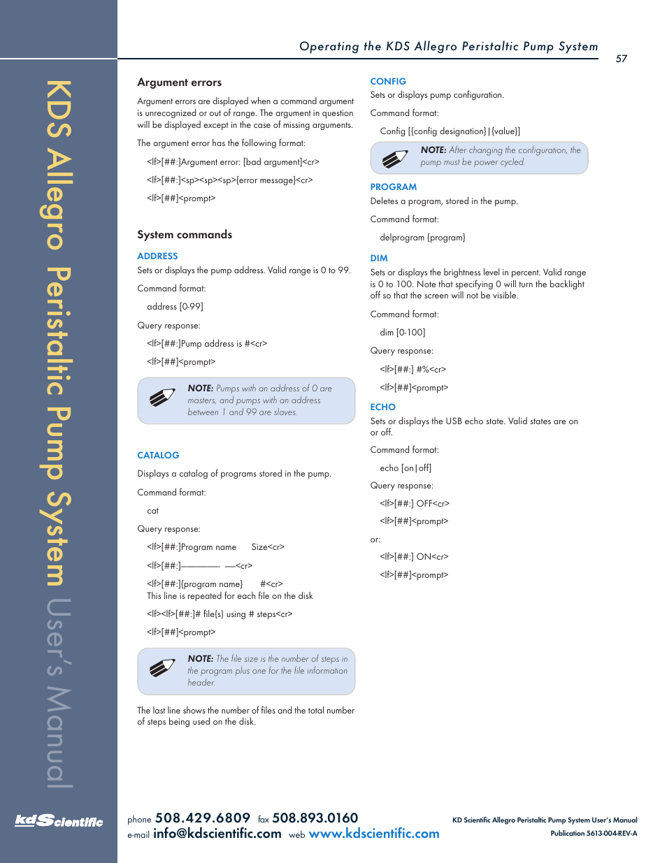 KD Scientific Allegro Peristaltic Pump Series User Manual | Page 57 / 75