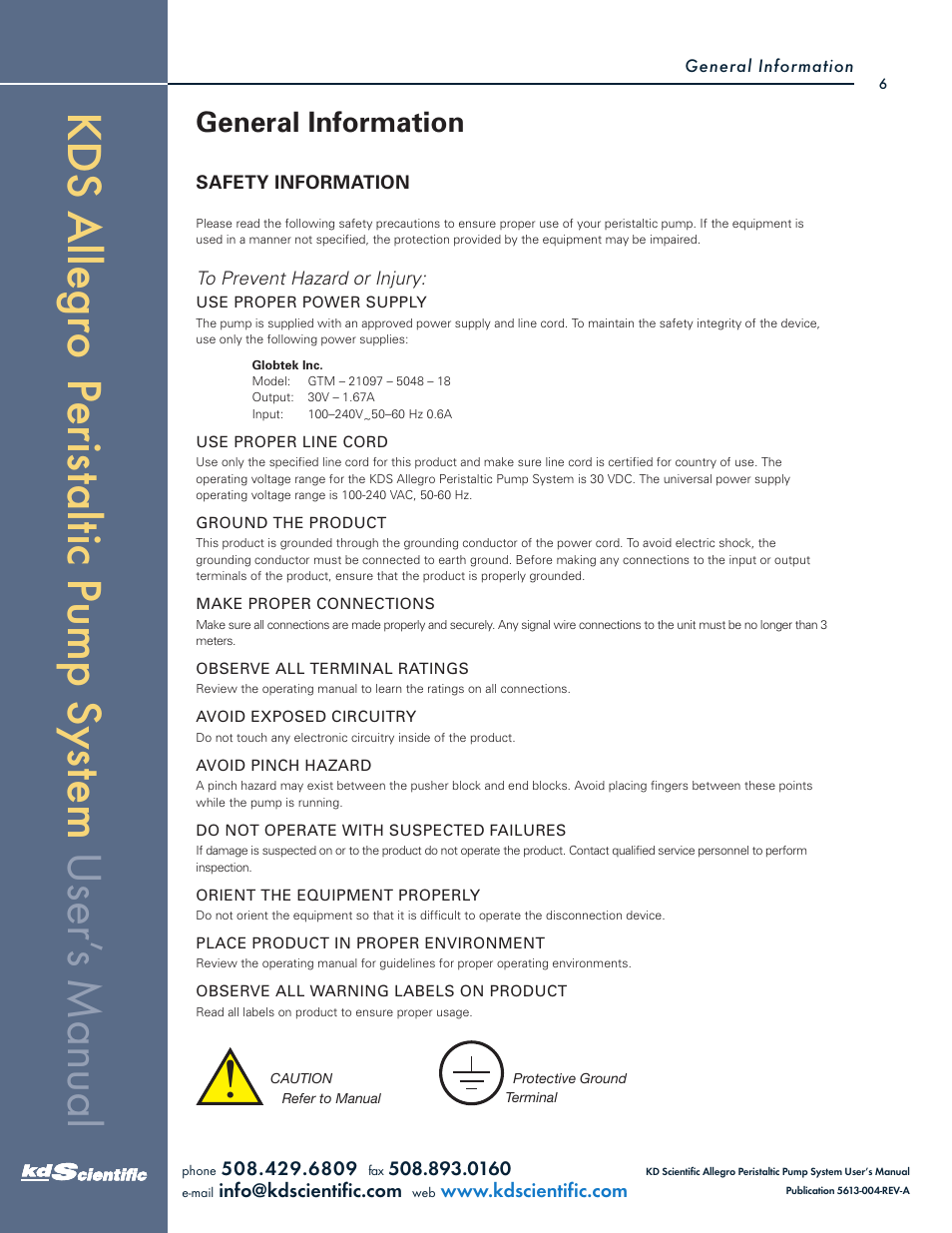 KD Scientific Allegro Peristaltic Pump Series User Manual | Page 6 / 75