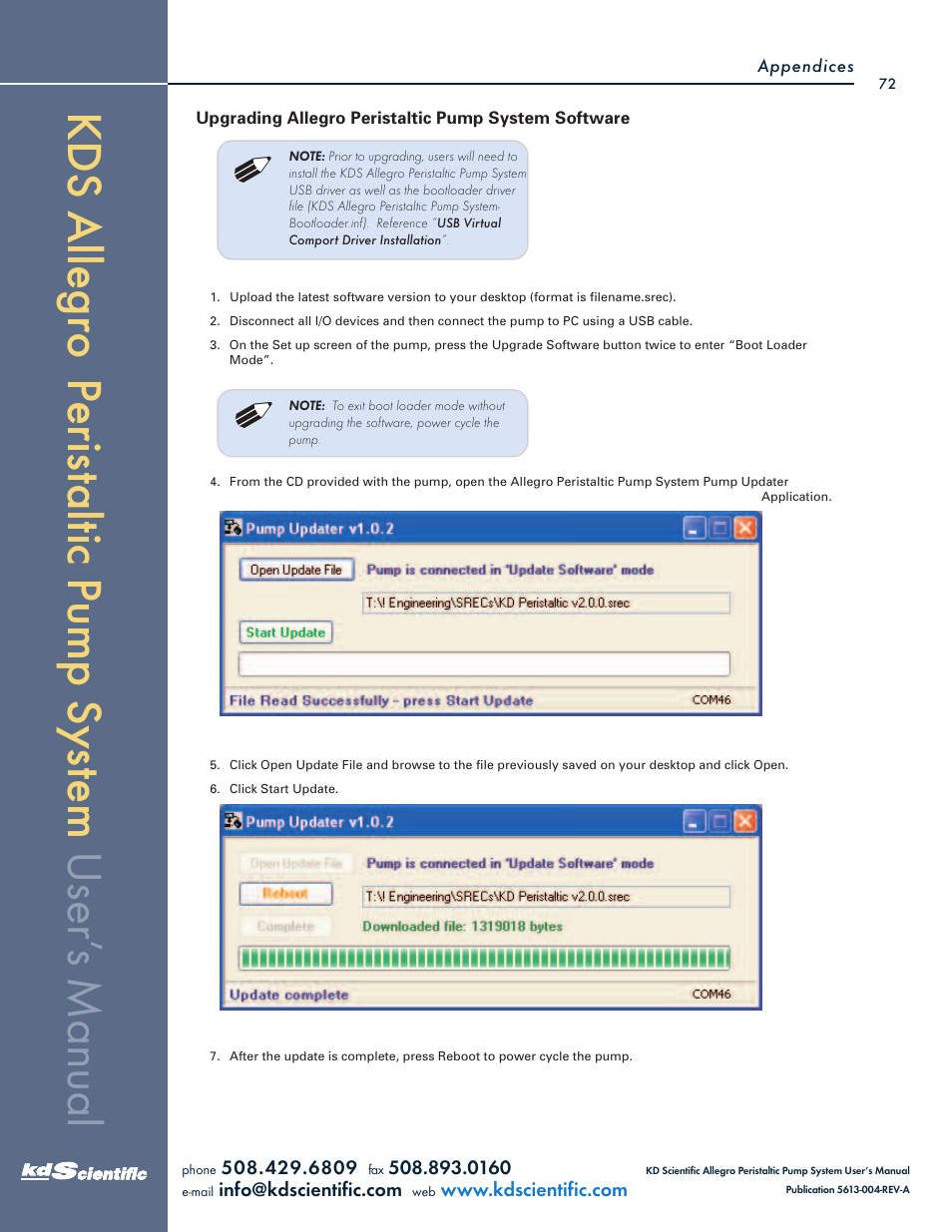 KD Scientific Allegro Peristaltic Pump Series User Manual | Page 72 / 75