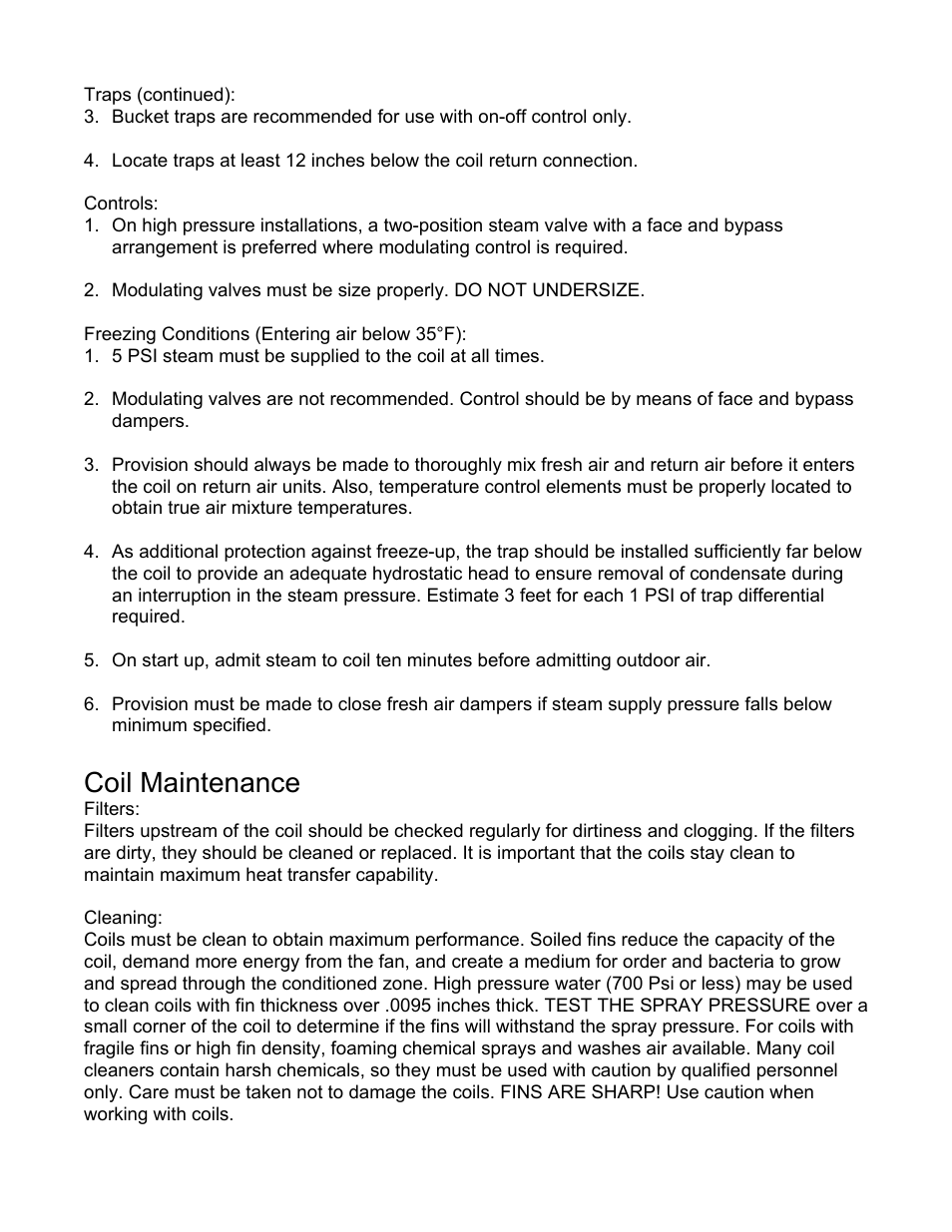 Coil maintenance | Kees MUA TEMPERED MAKE-UP AIR UNITS - Heating & Cooling Coil I & M Manual User Manual | Page 6 / 6