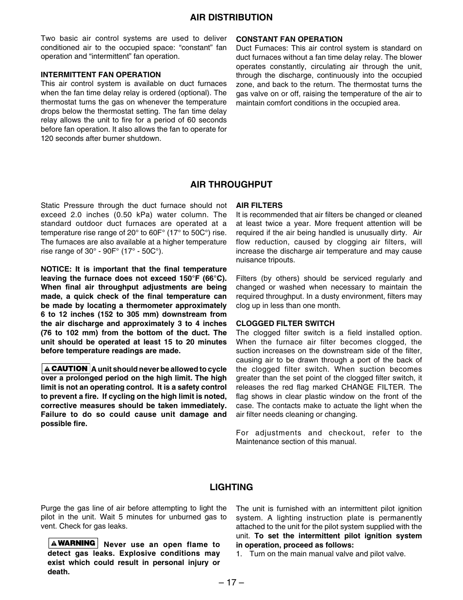 Kees IFG (INDIRECT FIRED GAS) MAKE-UP AIR UNITS - Duct Furnace Installation & Maintenance Manual User Manual | Page 17 / 28