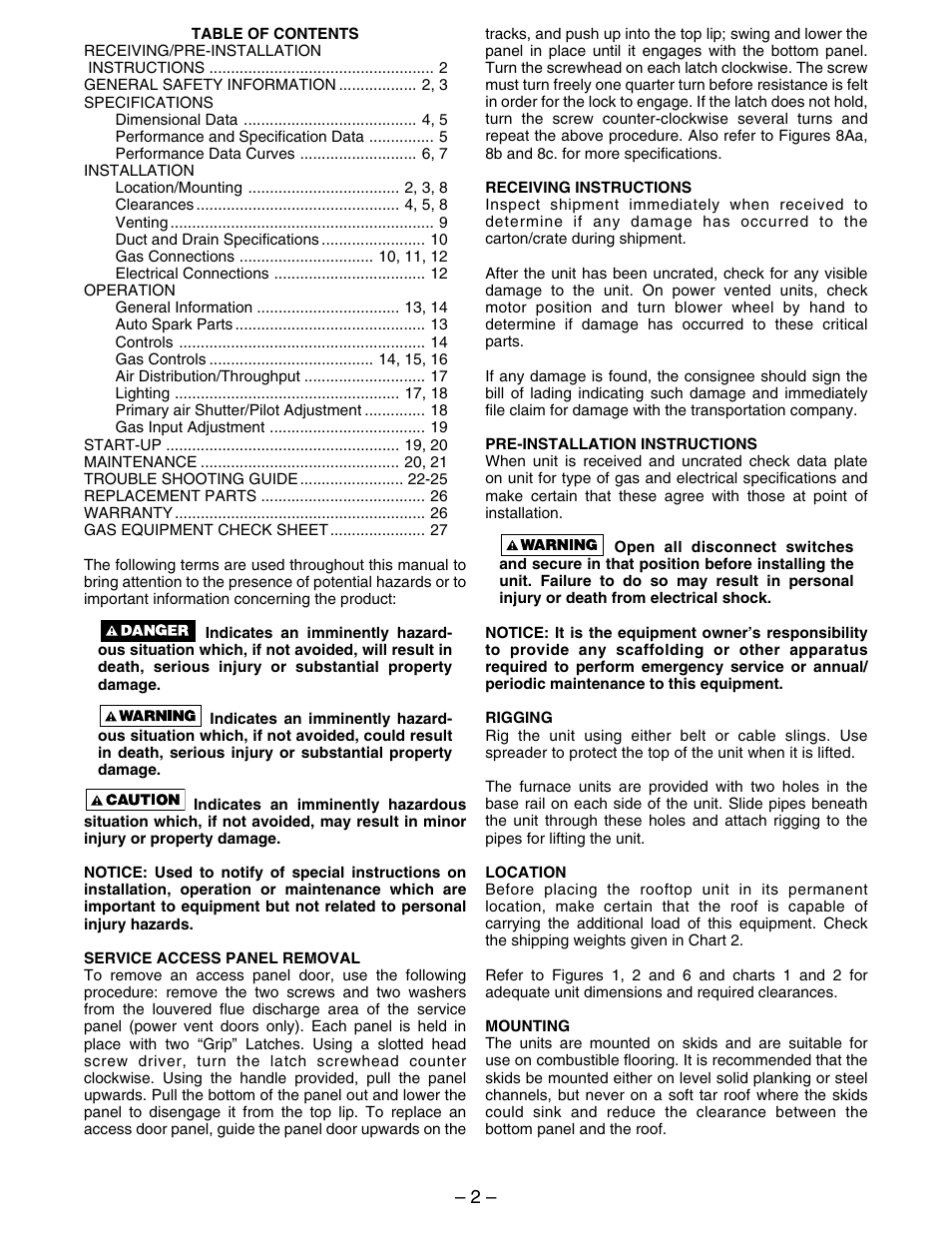 Kees IFG (INDIRECT FIRED GAS) MAKE-UP AIR UNITS - Duct Furnace Installation & Maintenance Manual User Manual | Page 2 / 28