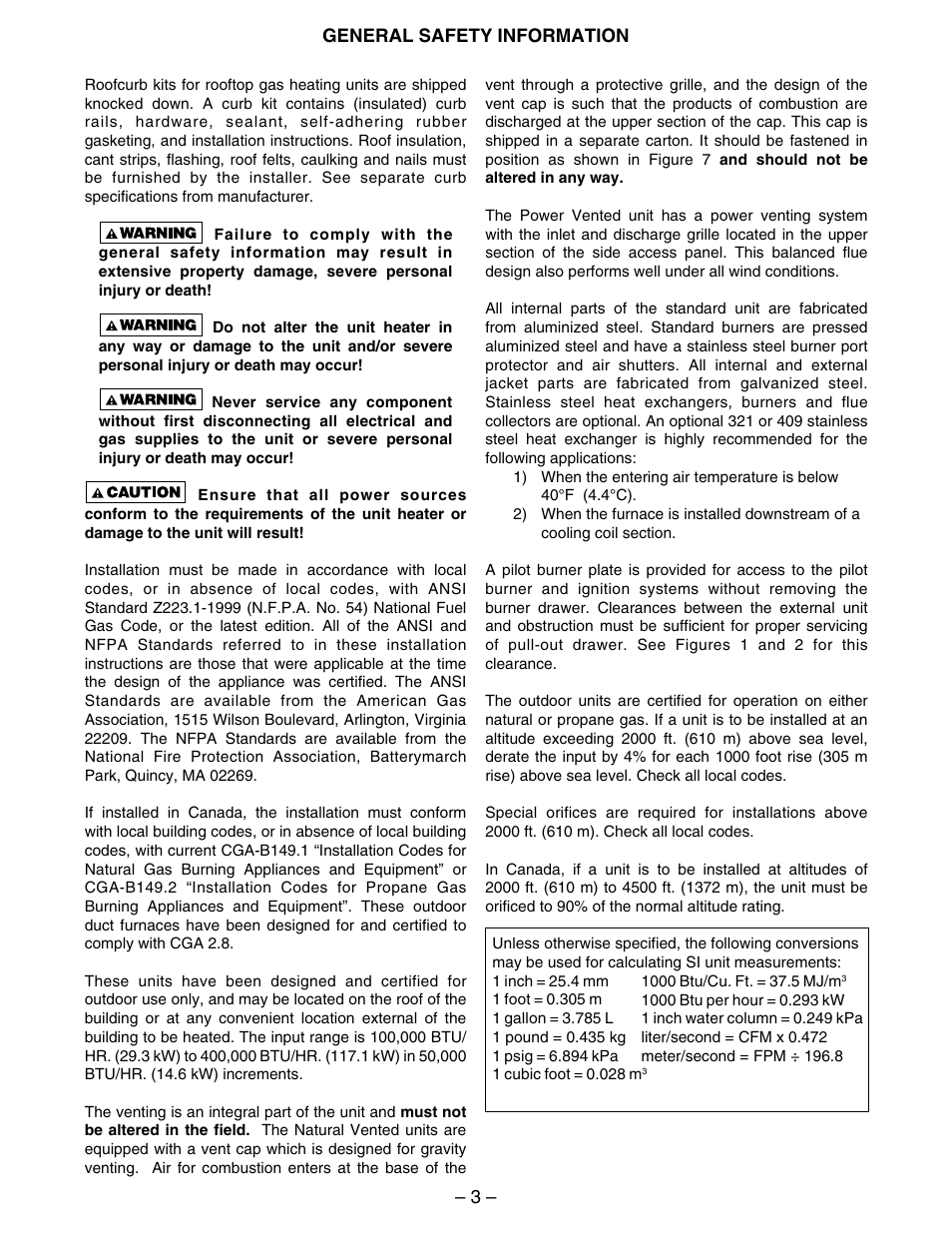 Kees IFG (INDIRECT FIRED GAS) MAKE-UP AIR UNITS - Duct Furnace Installation & Maintenance Manual User Manual | Page 3 / 28