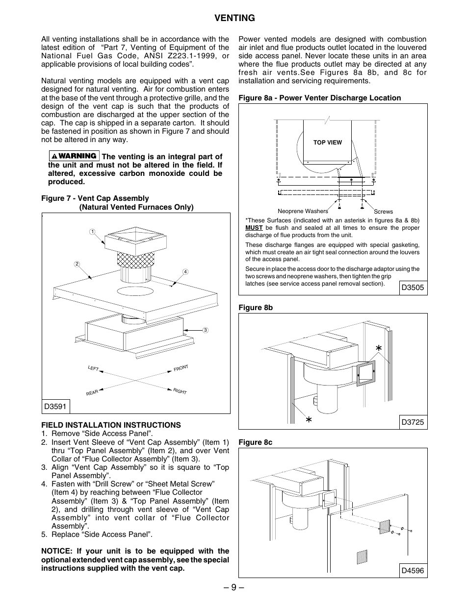 Venting | Kees IFG (INDIRECT FIRED GAS) MAKE-UP AIR UNITS - Duct Furnace Installation & Maintenance Manual User Manual | Page 9 / 28