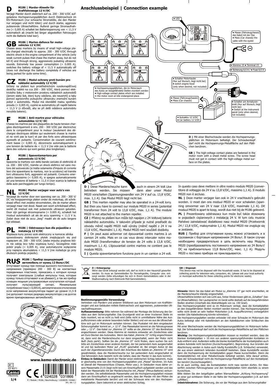 Kemo Electronic M186 User Manual | 4 pages