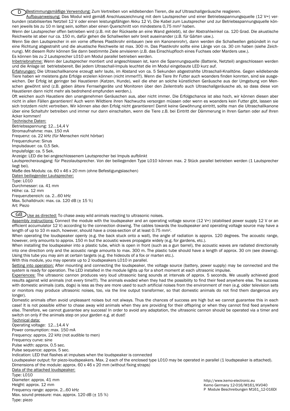 Kemo Electronic M161 User Manual | Page 2 / 4