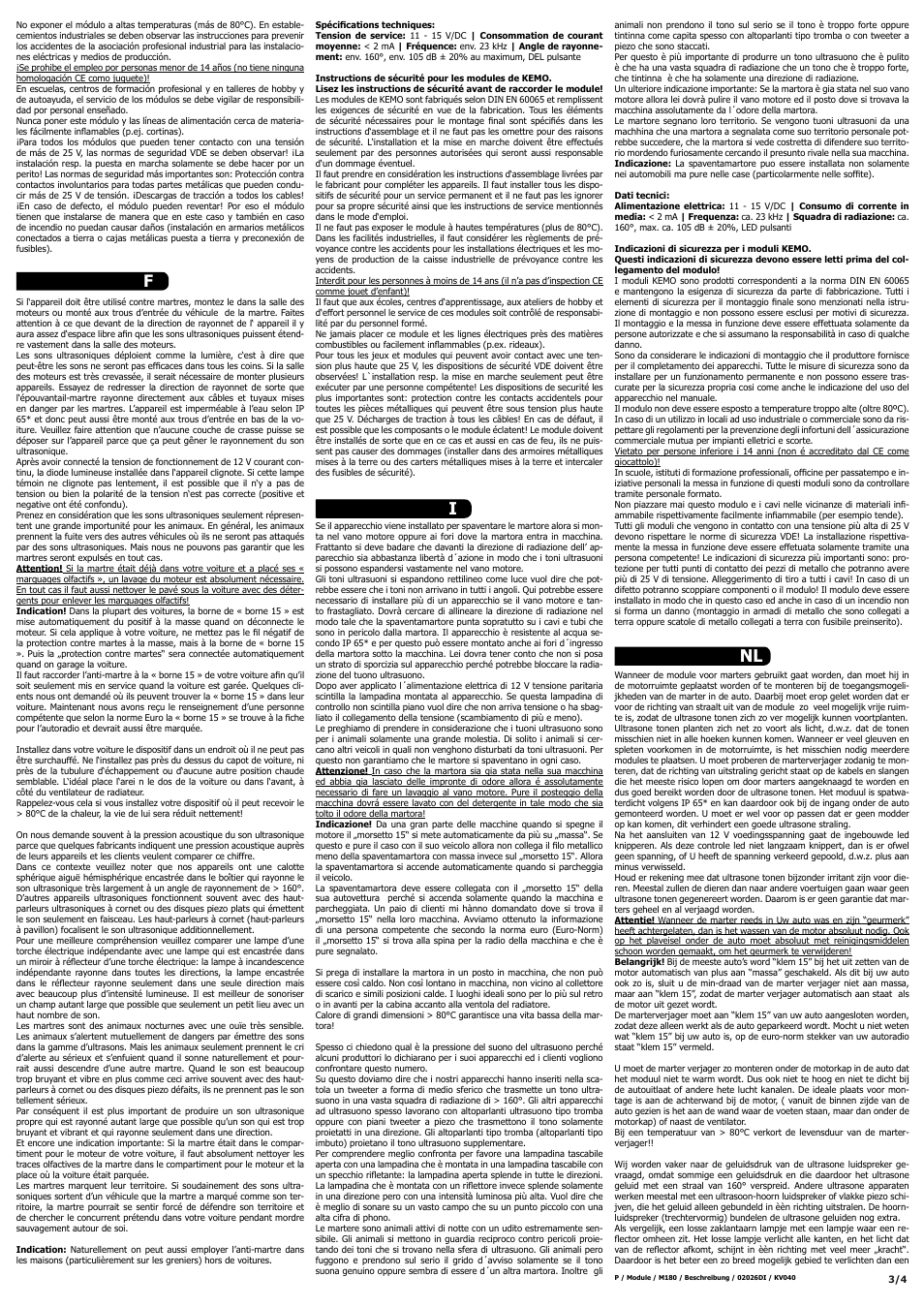 Inl f | Kemo Electronic M180 User Manual | Page 3 / 4