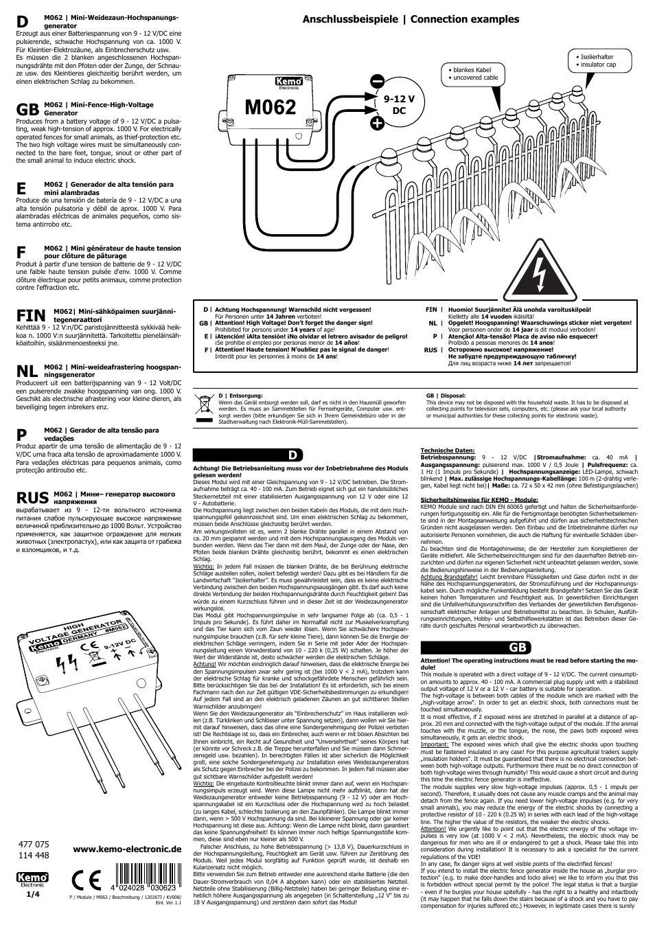 Kemo Electronic M062 User Manual | 4 pages