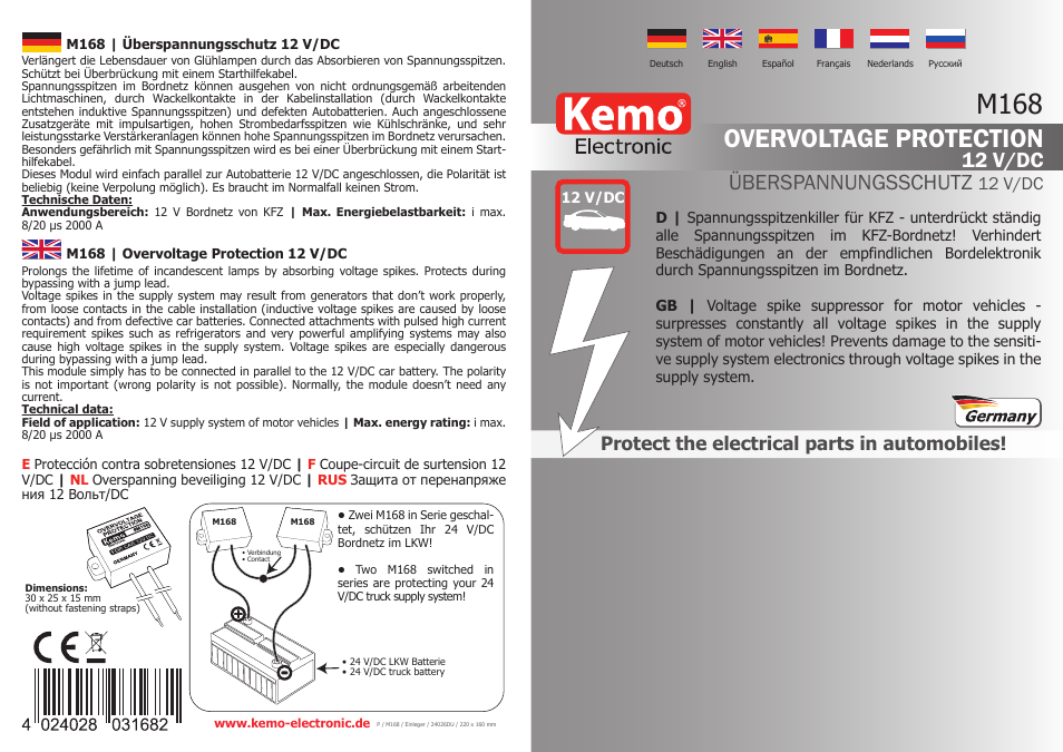 Kemo Electronic M168 User Manual | 2 pages