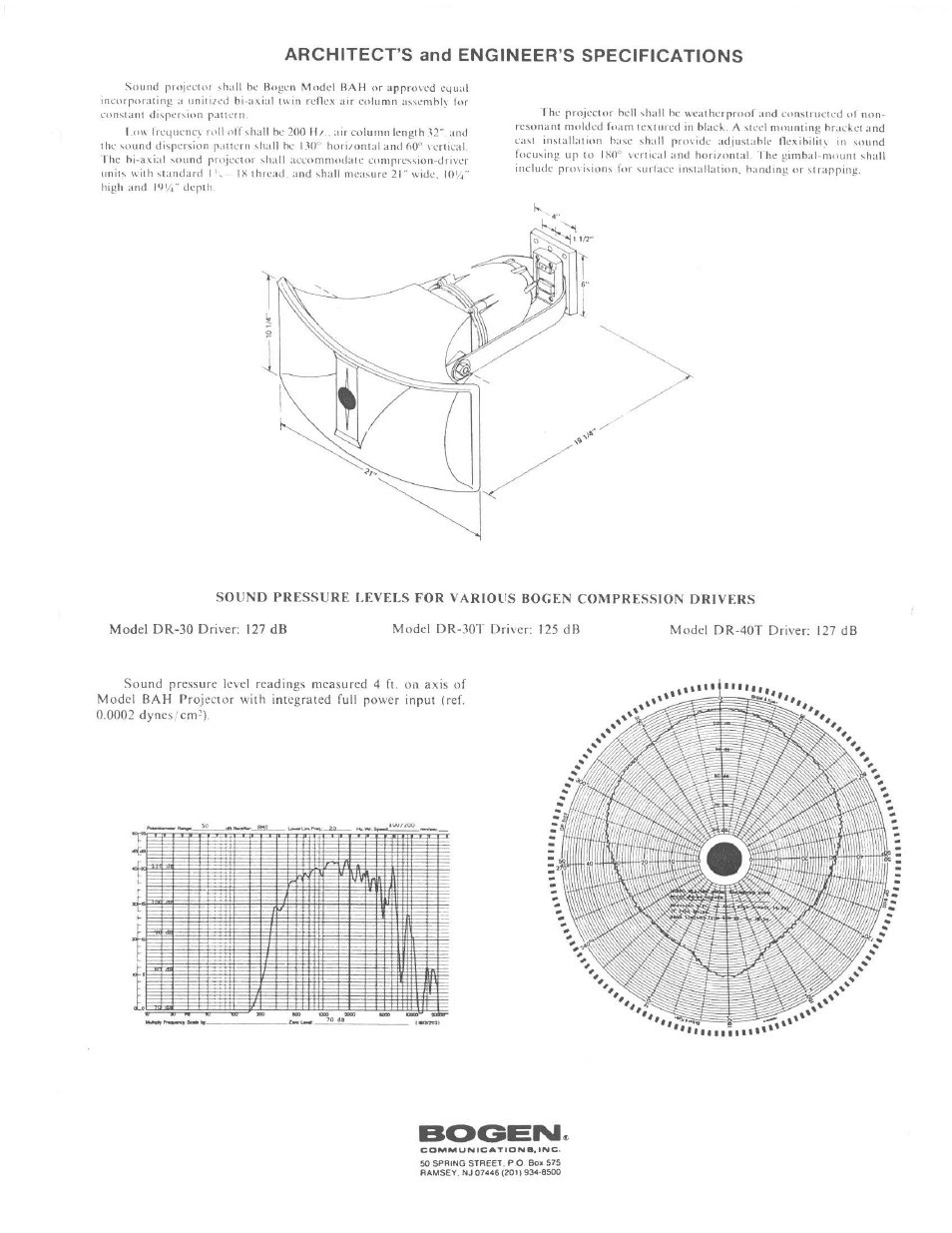Architects and engineer’s specifications | Bogen BAH User Manual | Page 2 / 2