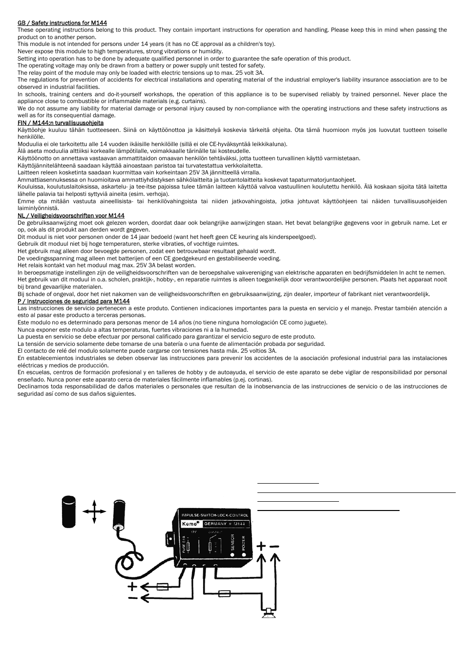 Sensor | Kemo Electronic M144 User Manual | Page 4 / 4