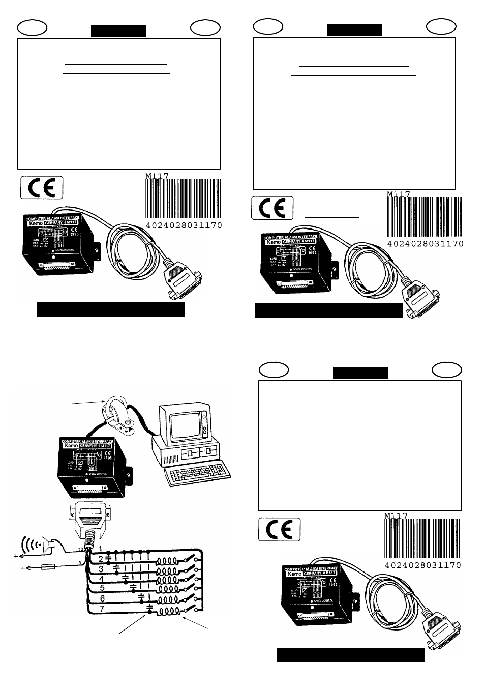 Kemo Electronic M117 User Manual | 4 pages