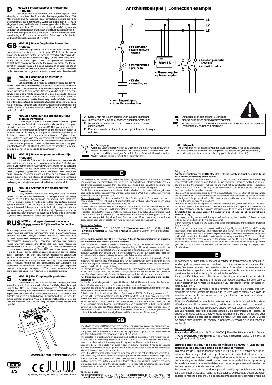 Kemo Electronic M091N User Manual | 2 pages