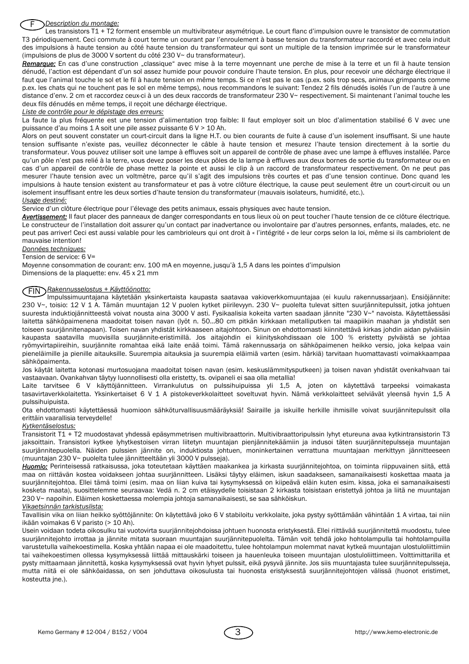 Kemo Electronic B152 User Manual | Page 3 / 8