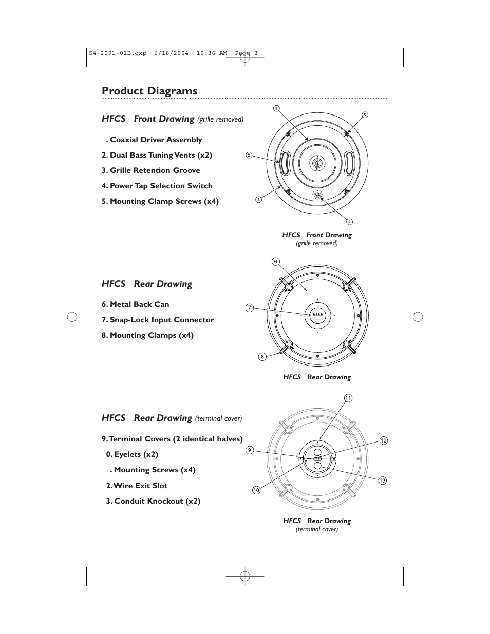 Product diagrams | Bogen HFCS1 User Manual | Page 3 / 8