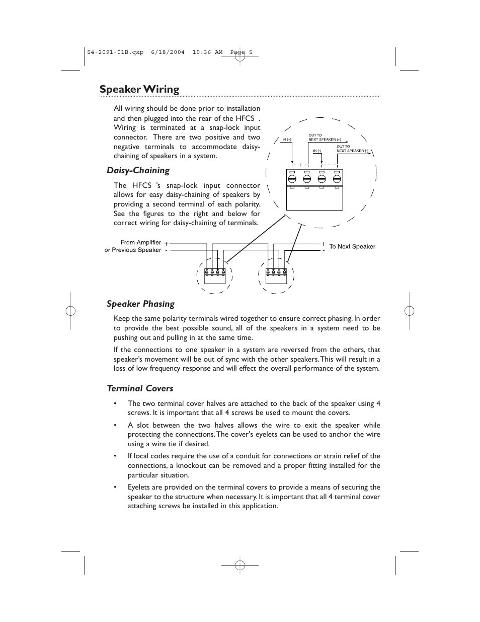Speaker wiring | Bogen HFCS1 User Manual | Page 5 / 8