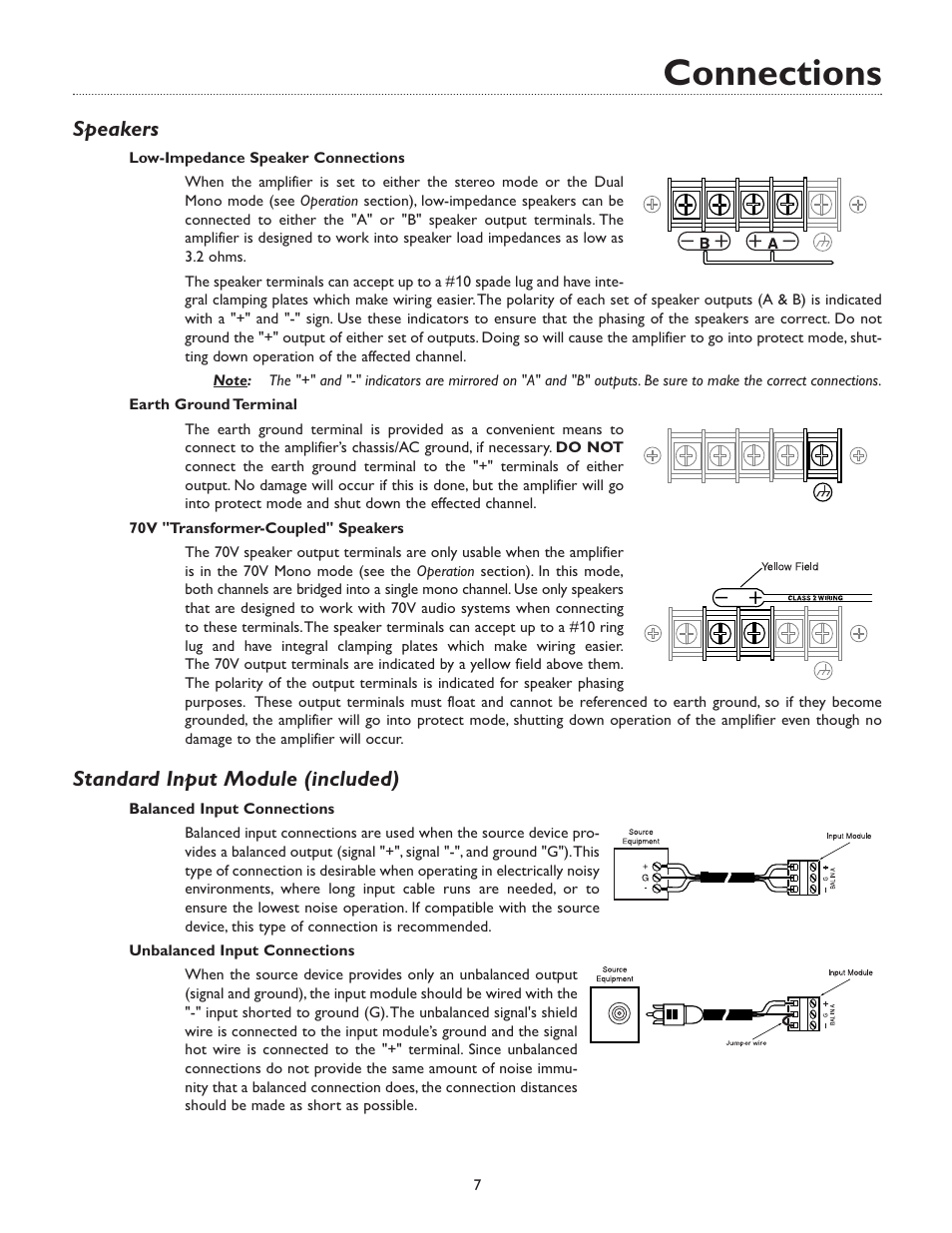 Connections, Speakers, Standard input module (included) | Bogen M600 User Manual | Page 11 / 20