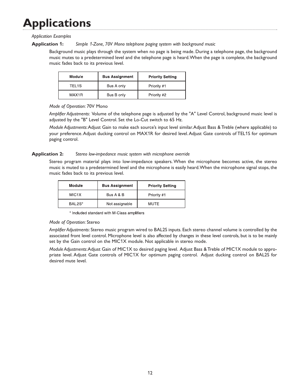 Applications | Bogen M600 User Manual | Page 16 / 20