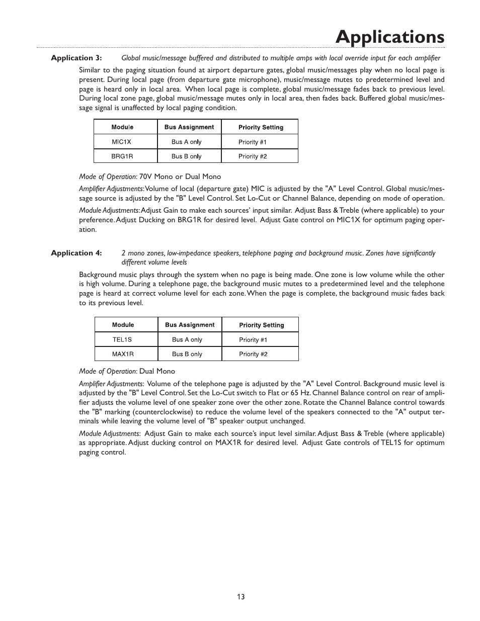 Applications | Bogen M600 User Manual | Page 17 / 20