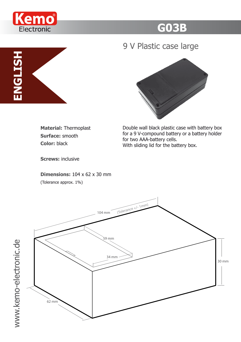 Kemo Electronic G03B User Manual | 1 page