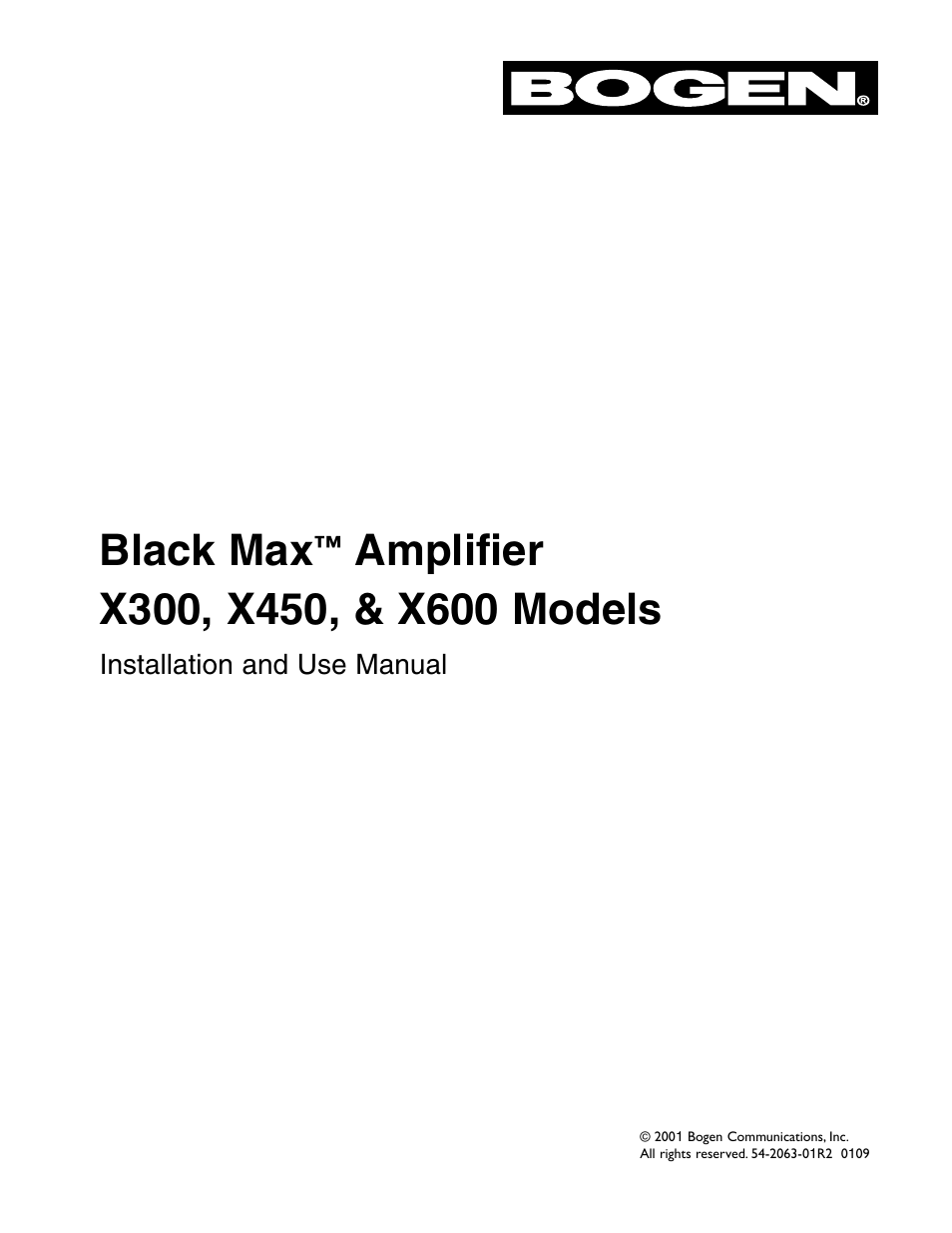 Bogen Black Max Amplifier X600 User Manual | 15 pages