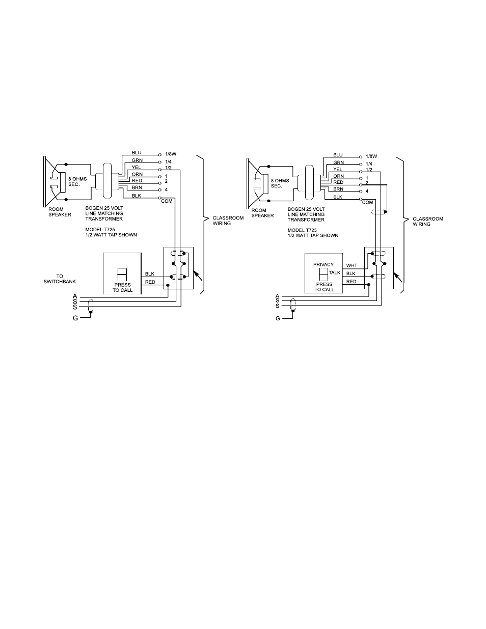 Call-in switches, Voice call-in feature, Voice call-in wiring | Bogen SI35A User Manual | Page 11 / 24