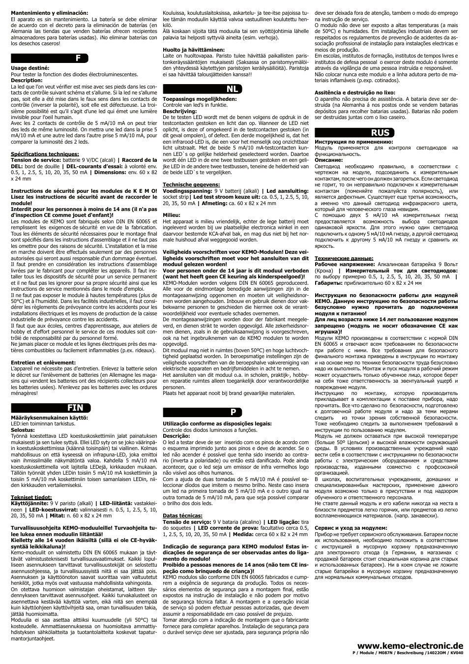 Pfin rus nl f | Kemo Electronic M087N User Manual | Page 2 / 2