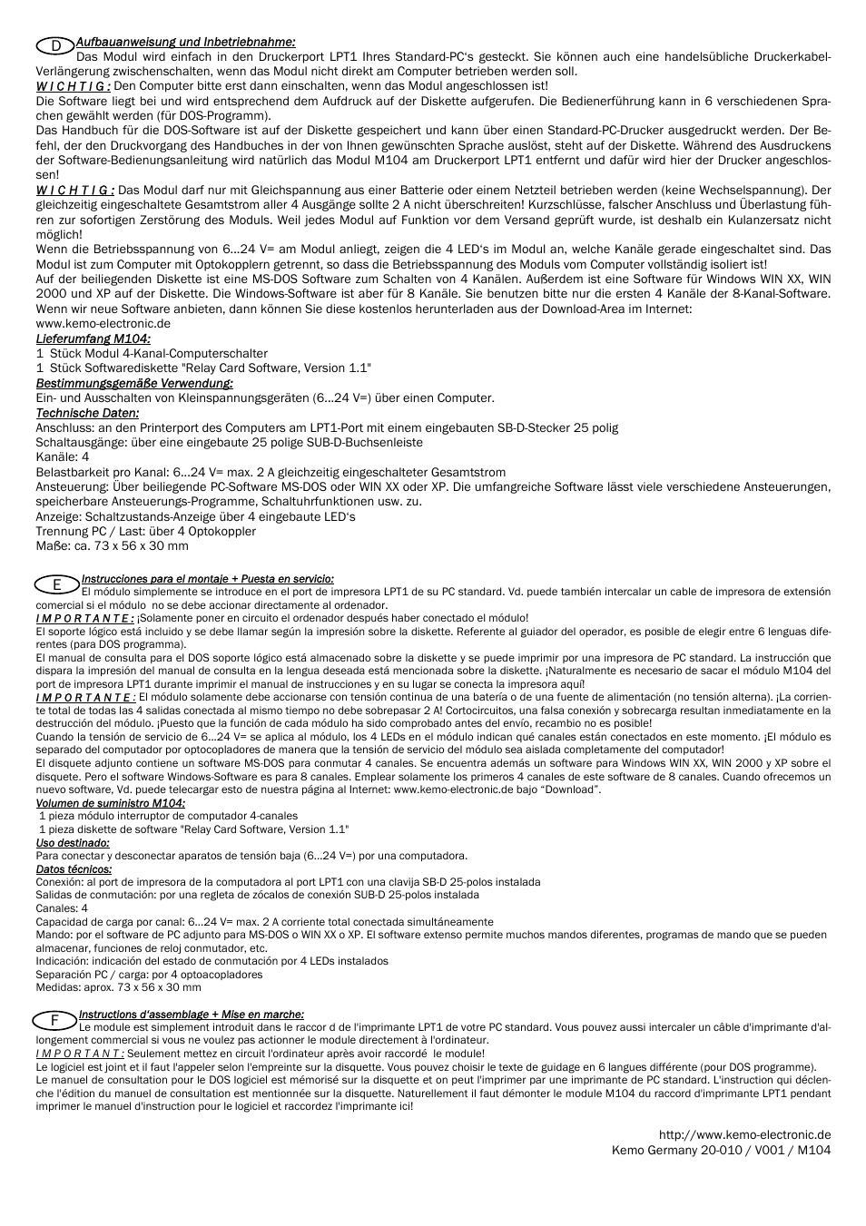 Kemo Electronic M104 User Manual | Page 2 / 4
