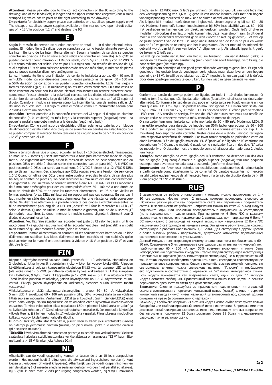 Enl p f fin rus | Kemo Electronic M079 User Manual | Page 2 / 2