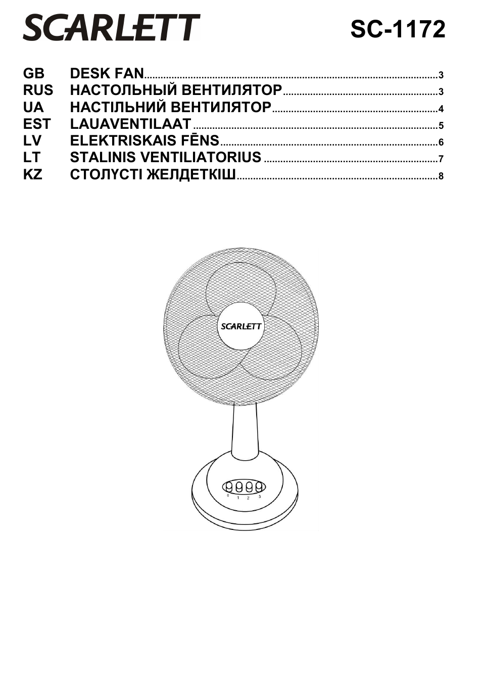 Scarlett SC-1172 User Manual | 8 pages