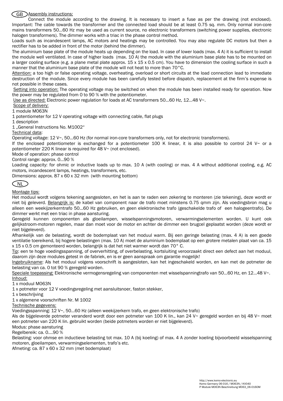 Kemo Electronic M063N User Manual | Page 3 / 4