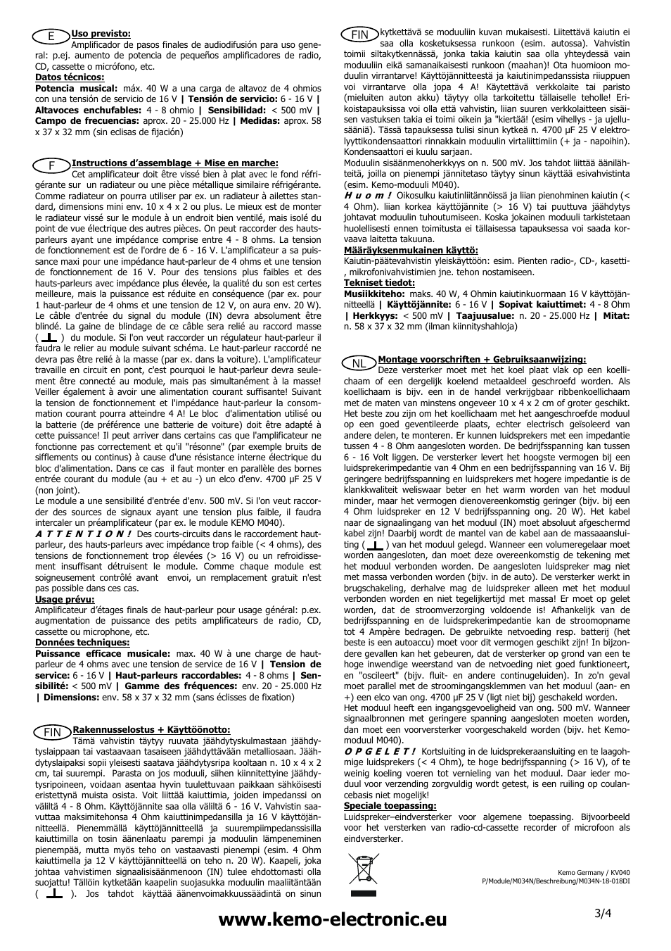 Fnl fin e fin | Kemo Electronic M034N User Manual | Page 2 / 4