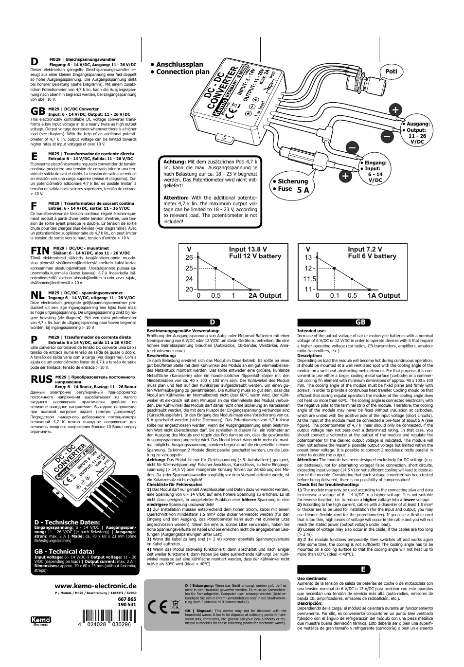 Kemo Electronic M029 User Manual | 2 pages